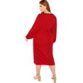 thumbnail image 2 of Vestido ajustado con cinturón y manga farol larga con cuello redondo para mujer de talla grande Adepaton WRMH-230-2, 2 of 6