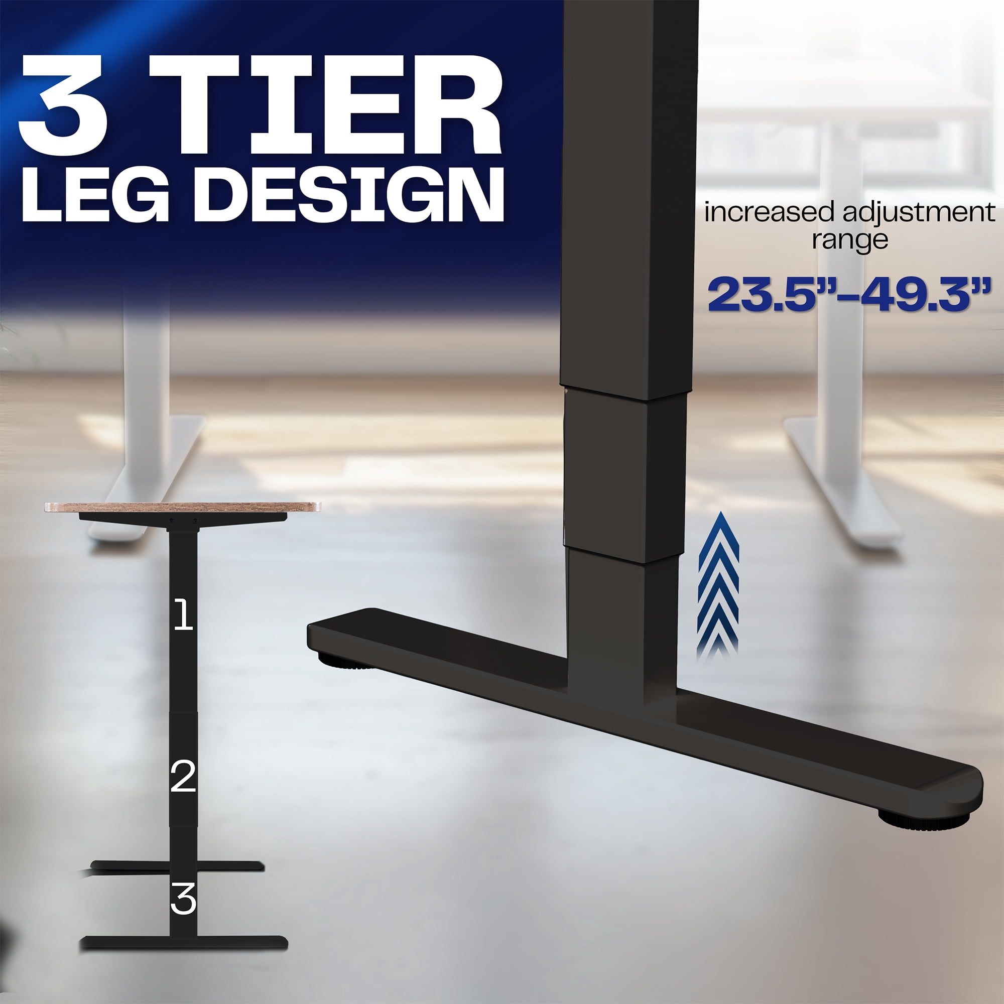 VIVO Black Electric Standing Height Adjustable Desk Frame, Dual Motor Ergonomic