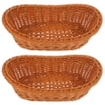 thumbnail image 1 of SHISUYAN Imitation Rattan Woven Baskets for Storage Use Simple and Practical Plastic Light Brown 2 Pieces, 1 of 9