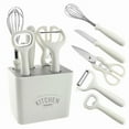 thumbnail image 2 of pstuiky 1-Piece Kitchen Gadget Set with Stand Includes Scissors, Paring Knife, Whisk, Bottle Opener, Peeler Stainless Steel Tools for Food Prep, Cooking, Baking, 2 of 9