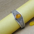 thumbnail image 2 of Tibetan Silver Amber Gemstone Cuff Bracelet – 925 Sterling Silver Handmade Boho Fashion Jewelry for Men & Women, 2 of 7
