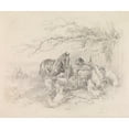 thumbnail image 2 of John Frederick Tayler 17x15 Gold Ornate Wood Frame and Double Matted Museum Art Print Titled - Dismounted Rider Breaking Open a Fence for Foxhounds to Pass Through, 2 of 4