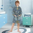 thumbnail image 5 of FORMRS Niños Bathrobe Unisex Hooded Robe Soft Plush Pajamas Sleepwear, Size 10-12T, Yellow Forest Pattern, 5 of 7