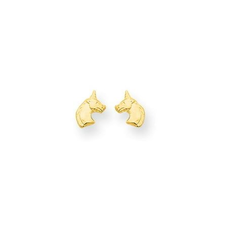 Kids Unicorn Screw Back Post Earrings in 14k Yellow Gold