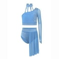 thumbnail image 2 of Raenseen Big Girls Ballet Dance Gymnastics Outfits Two-Piece Jazz Lyrical Dancewear Crop Tops with Irregular Skirt Light Blue 16, 2 of 2