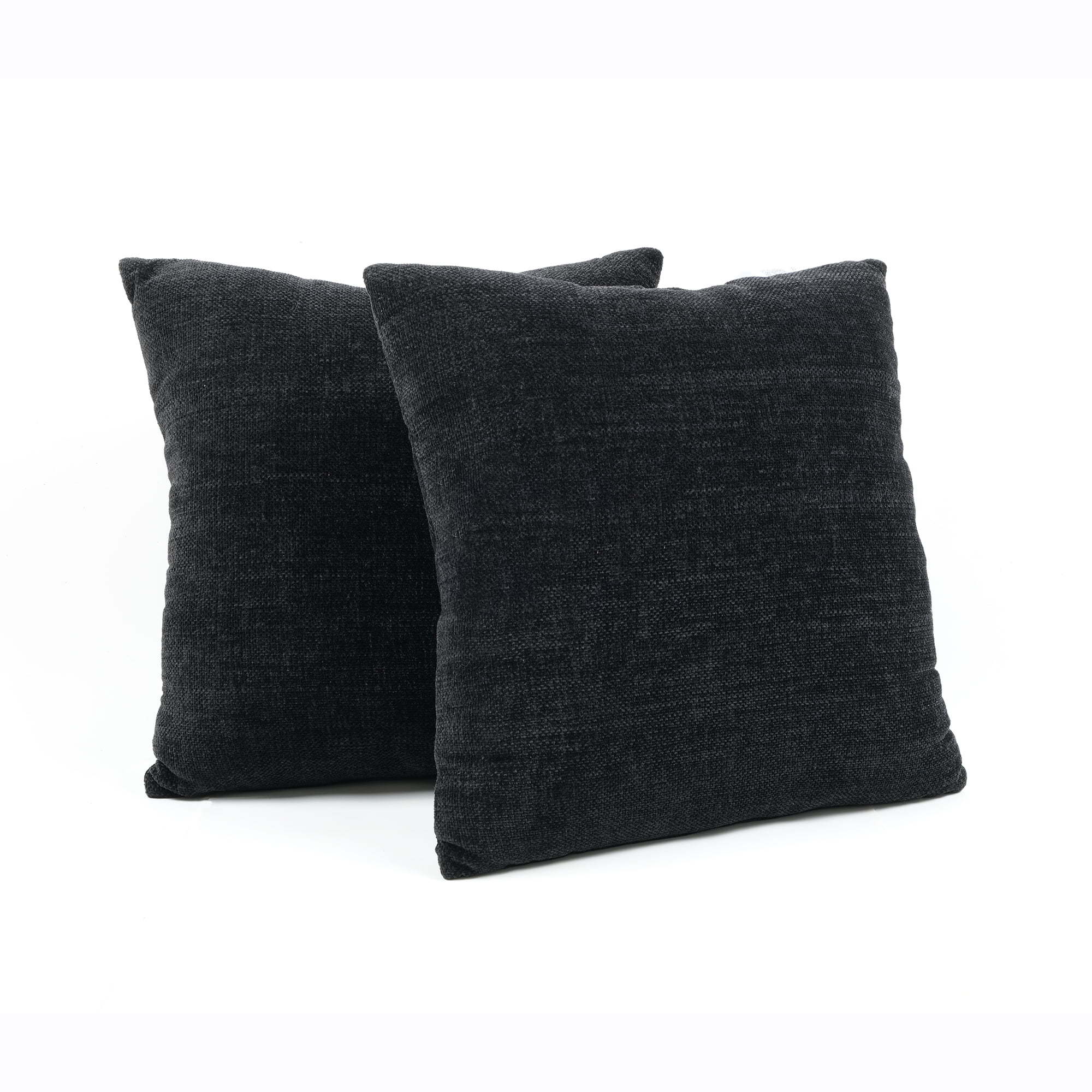 Mainstays 18" x 18" Solid Chenille Black Polyester Decorative Pillow Set (2 Count)