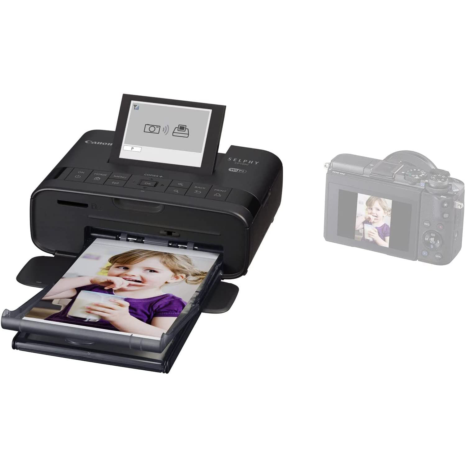Canon SELPHY CP1300 Wireless Portable Photo Printer with Color Ink  108  Paper Sheets Set, USB Cable  Cleaning Cloth Inkjet Laser 4x6 Label, Air  Print app, LCD Screen, 1-Year Warranty