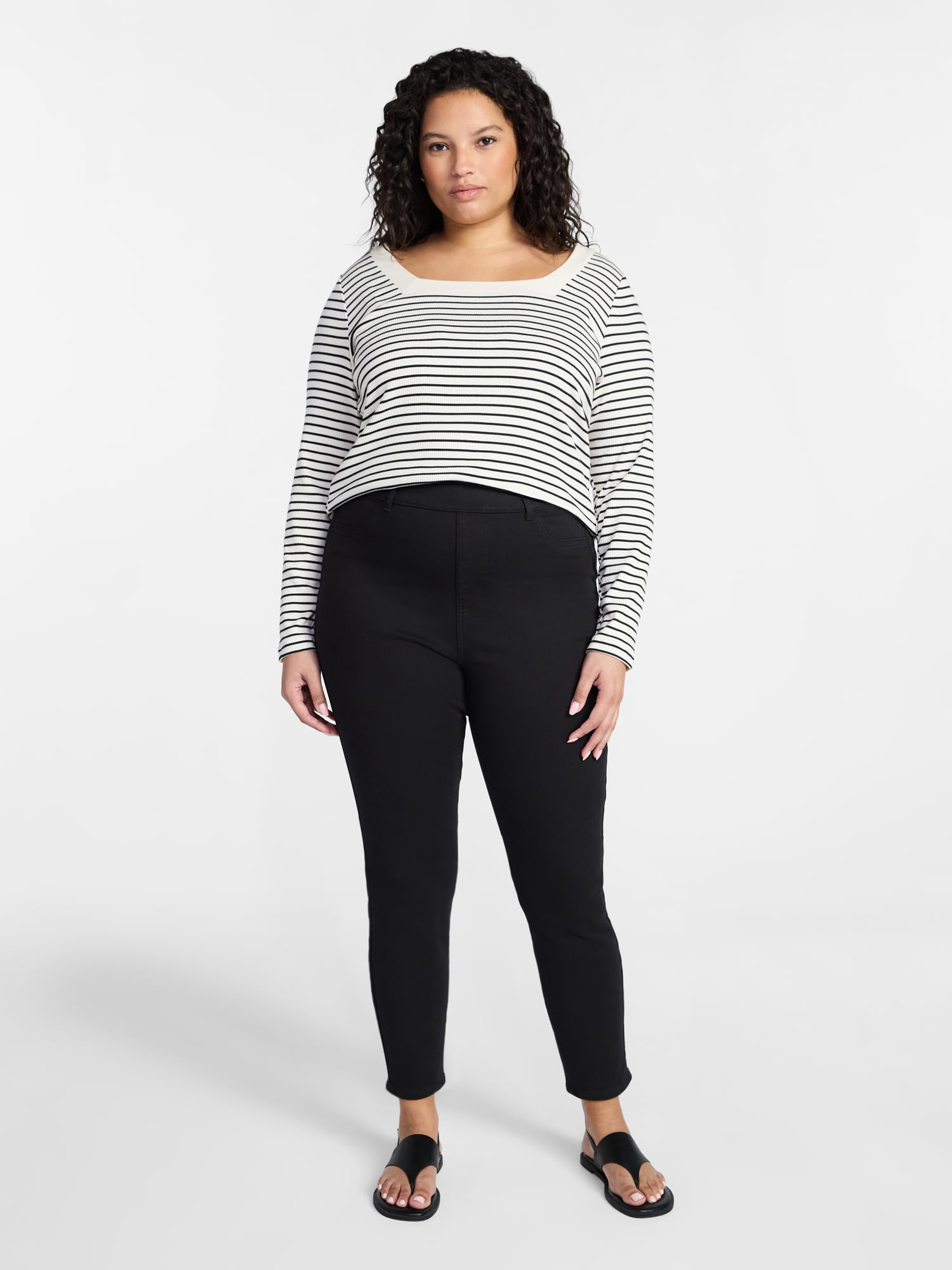 Terra & Sky Women's Plus Signature Pull On Skinny Jegging Pants with Control Panel, Sizes 0X-5X