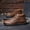 Khaki, variant on Men's Handmade Leather Ankle Boots Casual Lace-Up Walking Shoes Durable Hand-Stitched Comfort Boots