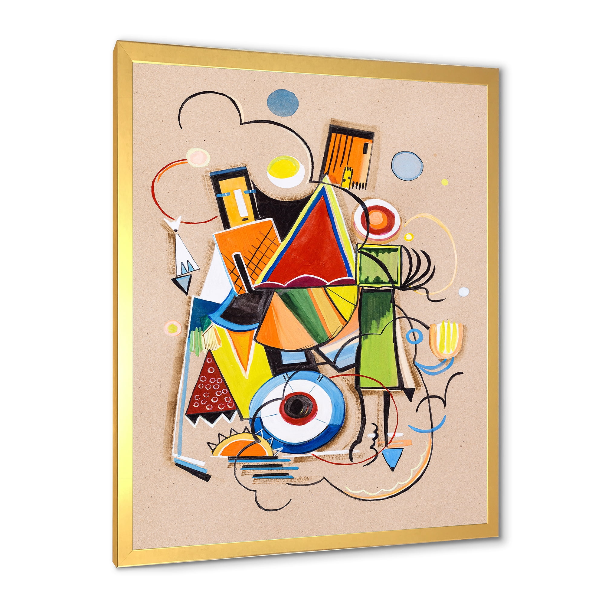Designart 'Abstract Compositions Of Colored Geometric I' Modern Framed Art Print