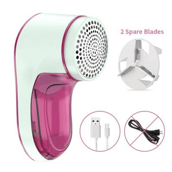 USB Rechargeable Electric Fabric Shaver Cordless Lint Pill Fuzz Remover Trimmer with Lint Rollers & 2 Spare Blades Clothing Sweater Defuzzer Catcher Effectively Remove Lint Ball Fluff Bobbles