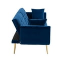 thumbnail image 2 of Modern 2 Seater Velvet Sofa with 2 Pillows, Adjustable Backrest Accent Sofa with Rose Golden Metal Feet, Sofa Turn Into Bed, Easy to Assemble, Navy, 2 of 7