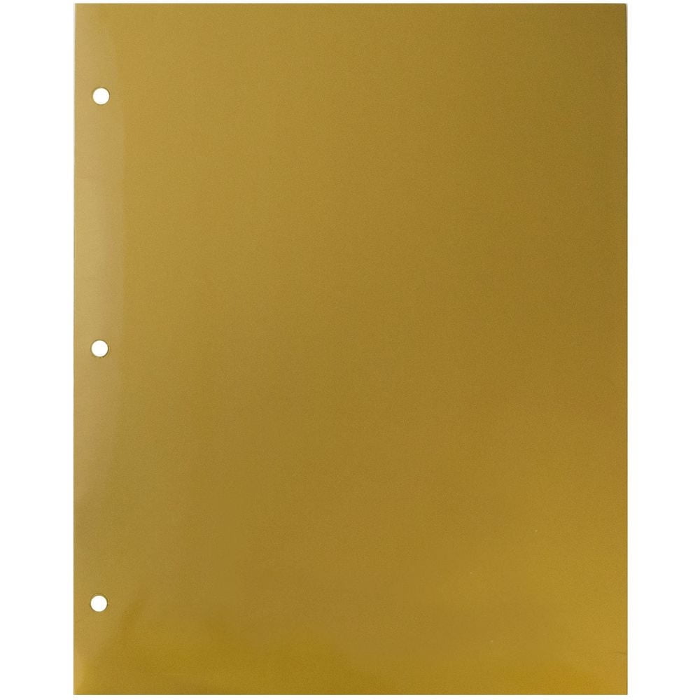 JAM Paper Glossy 3 Hole Punch Folders, Gold, 6 per Pack
