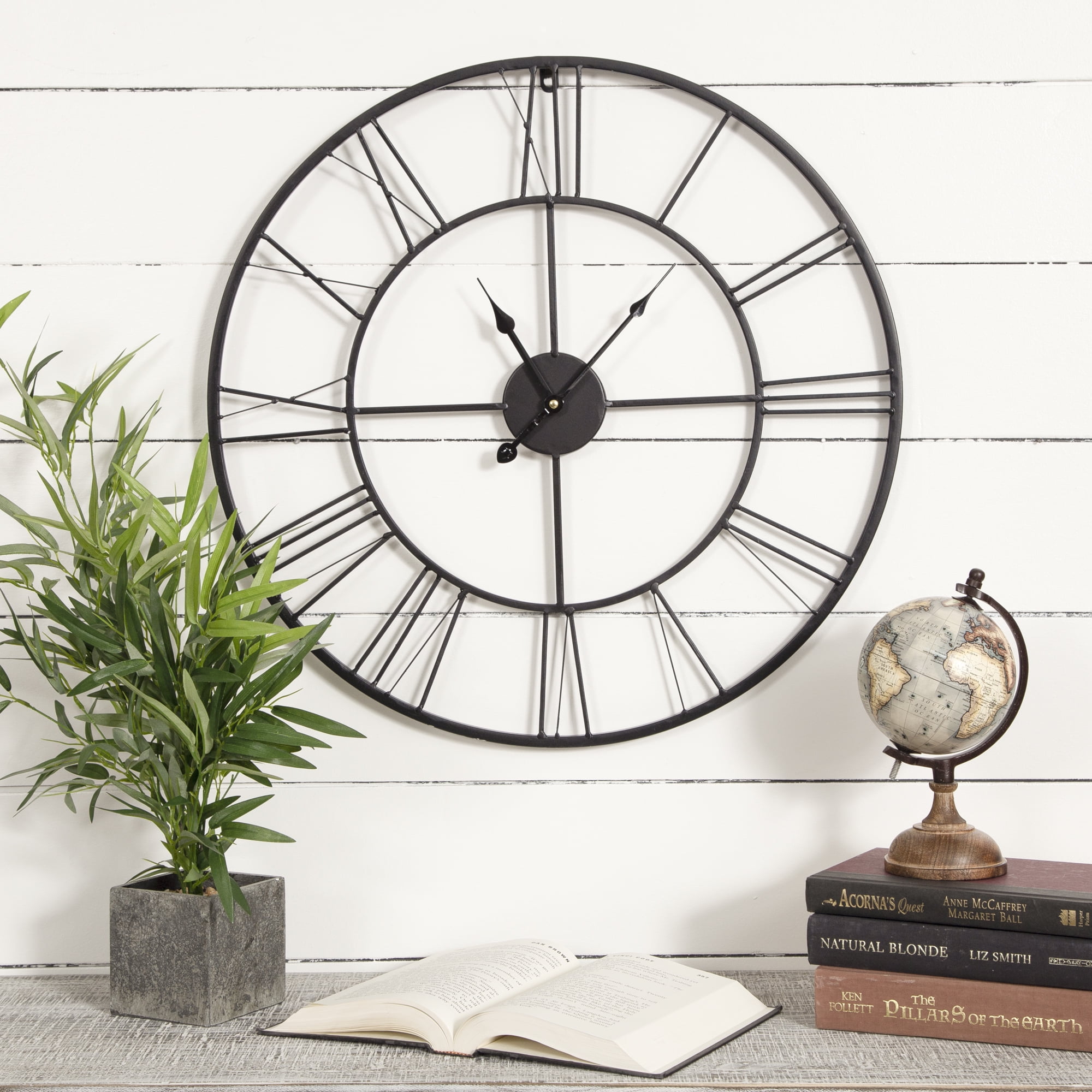 Gallery Solutions 24" Metal Cutout Roman Numeral Wall Clock Walmart
