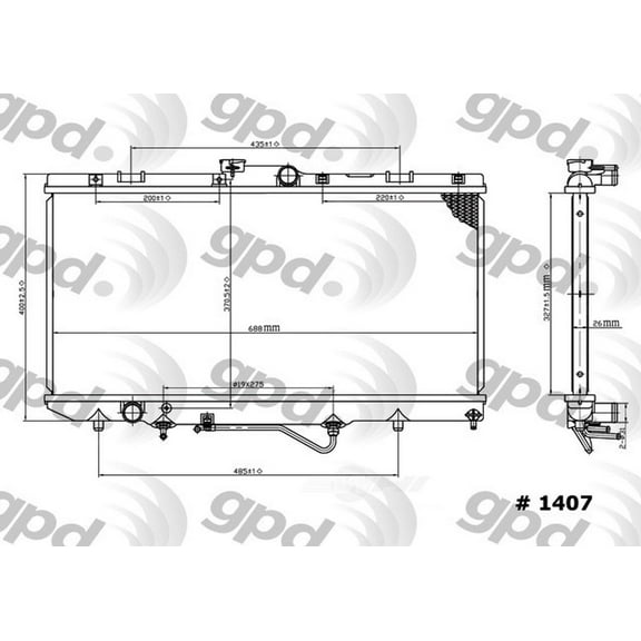 Global Parts Distributors 1407C Radiator Fits select: 1990-1993 TOYOTA CELICA
