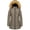 Brown, variant on Women's Winter Coat Thicken Warm Long Jacket With Detachable Trimmed Hood White S
