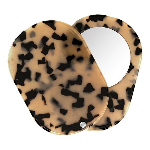 Wild Primrose by Conair Lightweight Oval Handheld Mirror, Neutral Animal Print