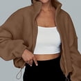 thumbnail image 4 of Abrigo Chaqueta de moda con cuello alto, chaqueta cálida de Color sólido para mujer, traje diario de corte holgado Ygjytge Marrón T L para Mujer, 4 of 7
