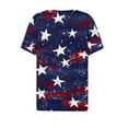 thumbnail image 4 of VKOYWKM Womens Tops July 4th T Shirt Red White and Blue Print T Shirts Short Sleeve Casual Summer Top Patriotic Button V Neck Independence Day T-Shirts, 4 of 5