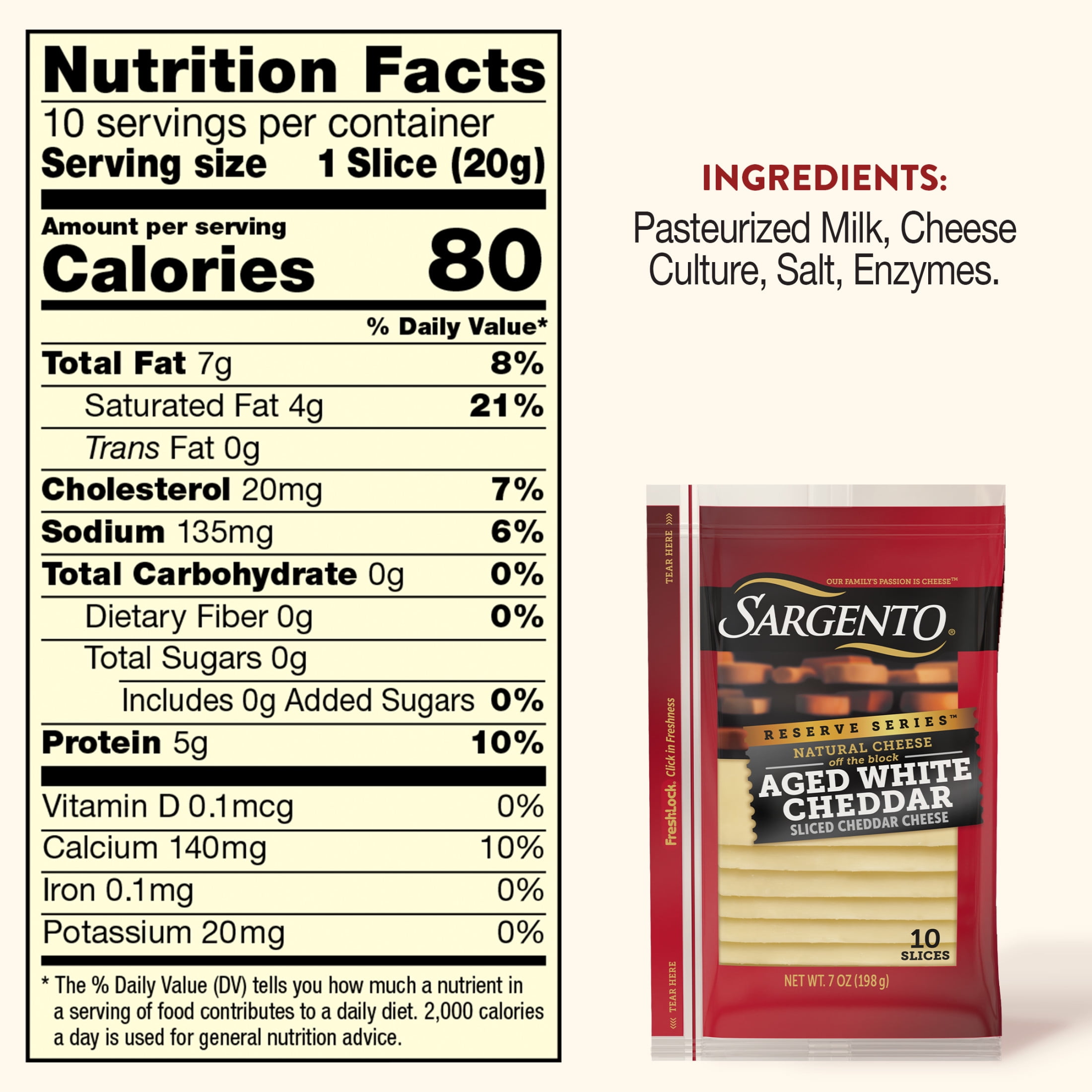 Sargento® Reserve Series™ Sliced Aged White Natural Cheddar Cheese, 10 slices