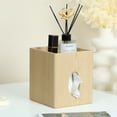 thumbnail image 1 of Nvzi Funda para caja de pañuelos, caja de pañuelos cuadrada de cuero de PU con bandeja de almacenamiento para dormitorio, elegante organizador decorativo para pañuelos, color madera, 1 of 3