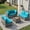 Peacock Blue, variant on Ebello 5-Piece Modular Conversation Set, Outdoor Patio Sectional Sofa with Glass Coffee Table, Rattan Garden Furniture, GLG(Light Gray)