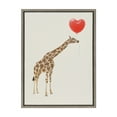 thumbnail image 2 of Kate and Laurel Sylvie Giraffe in Love Framed Canvas Wall Art by July Art Prints, 18x24 Gray, Zoo Animal Wall Art Decor, 2 of 6