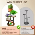 thumbnail image 6 of Flyclix 3 Tier Plant Stand Indoor & Outdoor, Tall Wooden & Metal Flower Shelf for Multiple Plants, Corner Display Rack, Versatile Planter Pot Holder for Living Room, Balcony, Garden & Patio, 6 of 7