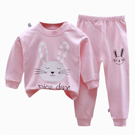 Linfrsh Toddler Boys Pajamas 5t Organic Cotton Baby Long Sleeve Pajama Sets, Toddler Boy Girl 2-Piece Sleepwear(Pink,5-6 Years)