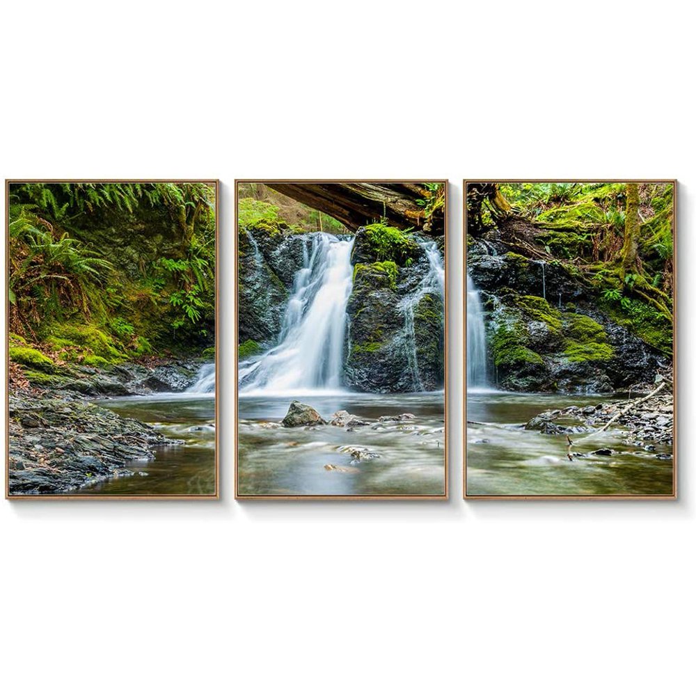 wall26 Framed Canvas Wall Art Waterfall in Mountain Picture Prints for