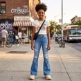 thumbnail image 5 of FEDPOP Baggy Jeans for Girls Wide Leg Ripped High Elastic Waisted Denim Pants Cute Summer Trousers Y2K Streetwear 7-14Y, 5 of 7
