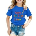 thumbnail image 1 of Rovga T-Shirt Fille 100 Jours d'École 8-9 Ans Manches Courtes Col Rond Imprimés Dessin Animé Été Bleu, 1 of 4