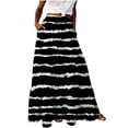 thumbnail image 3 of QIUOMBBP A Line Maxi Skirt for Women Elastic High Waist Drawstring Floral Flowy Long Skirts Summer Casual Going Out Clothes Black S, 3 of 8