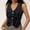 Black, variant on Women's Crop Denim Vest Top for Women Sleeveless Solid Color Wash Jacket with V-Neck Lightweight Western Tank Black L