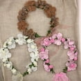 thumbnail image 5 of Zhuge Corona de flores rosas ajustable para mujeres y niñas, corona floral, guirnalda para bodas, festivales, fiestas, tocado, azul, 5 of 5