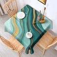 thumbnail image 2 of Teal Marble Gold Wave Pattern Square Tablecloth,Waterproof Square Table Cover,Wipeable Spillproof Washable Table Cover for Home Kitchen Party Decor 60"x60"(152x152cm), 2 of 6