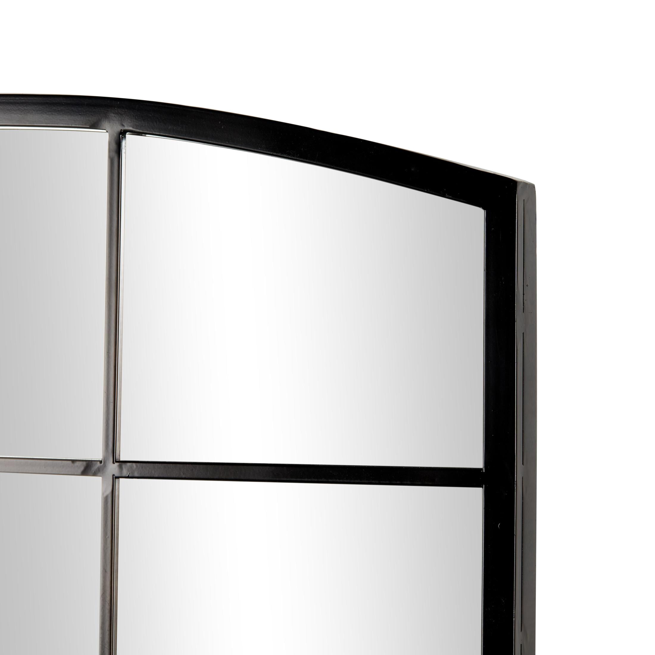 DecMode 30" x 40" Black Arched Window Pane Inspired Wall Mirror with Black Frame