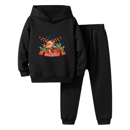 

Icvfdpl Kid s Outfits Long Sleeve Hooded Print Shirt Tops And Pants 2 Piece Set Outfits Thin Stylish Party