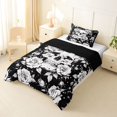 thumbnail image 2 of Homewish Halloween Goth Skull Twin Comforter Sets,Victorian Romantic Flowers Bedding Set,Black White,Black Reversible,2 Pieces,1 Comforter and 1 Pillowcase, 2 of 7