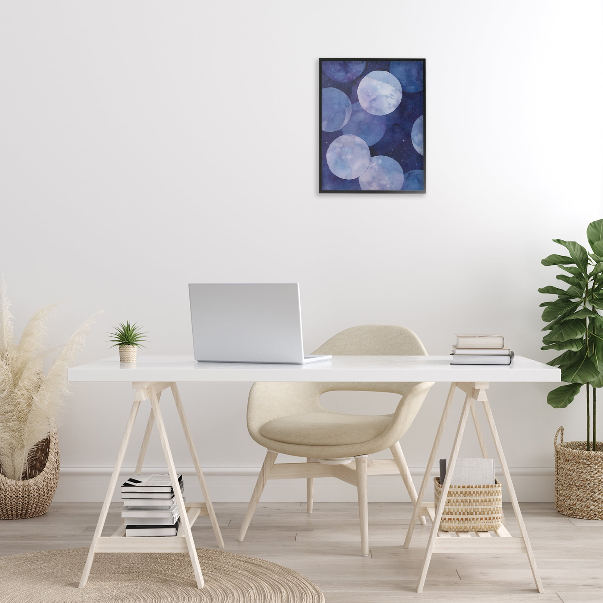 Stupell Industries Layered Circles in Space Abstract Painting Black Framed Art Print Wall Art, 16 x 20