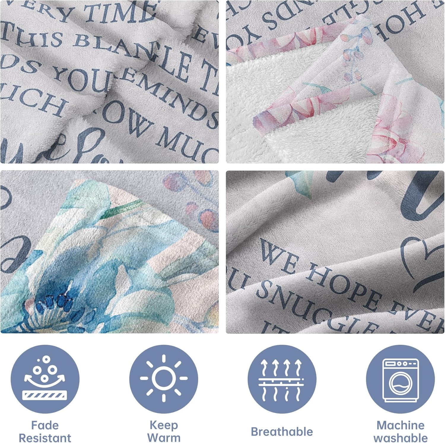 NICKSUN Blanket Gifts for Mom, Mom Birthday Gifts, Mother's Day Gifts from Daughter Son, We Love You Mom Throw Blankets Present 50" x 60"
