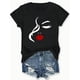 thumbnail image 3 of Half Face Woman Print Crew Neck T-Shirt, Casual Short Sleeve T-Shirt For Spring & Summer, Women's Clothing Tee For Adult, Men, Women, Teen, Teenager, Adolescent, Youth, 3 of 6