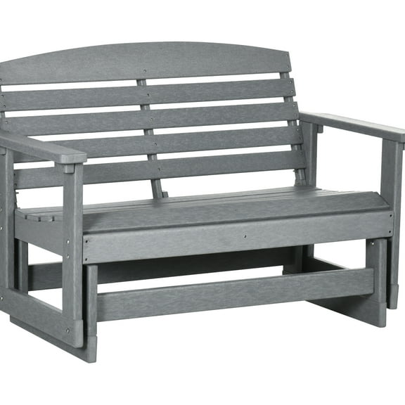 Gray Patio Rocking Chair - 2 Person Outdoor Glider Bench With Frame For Backyard 2 Porch