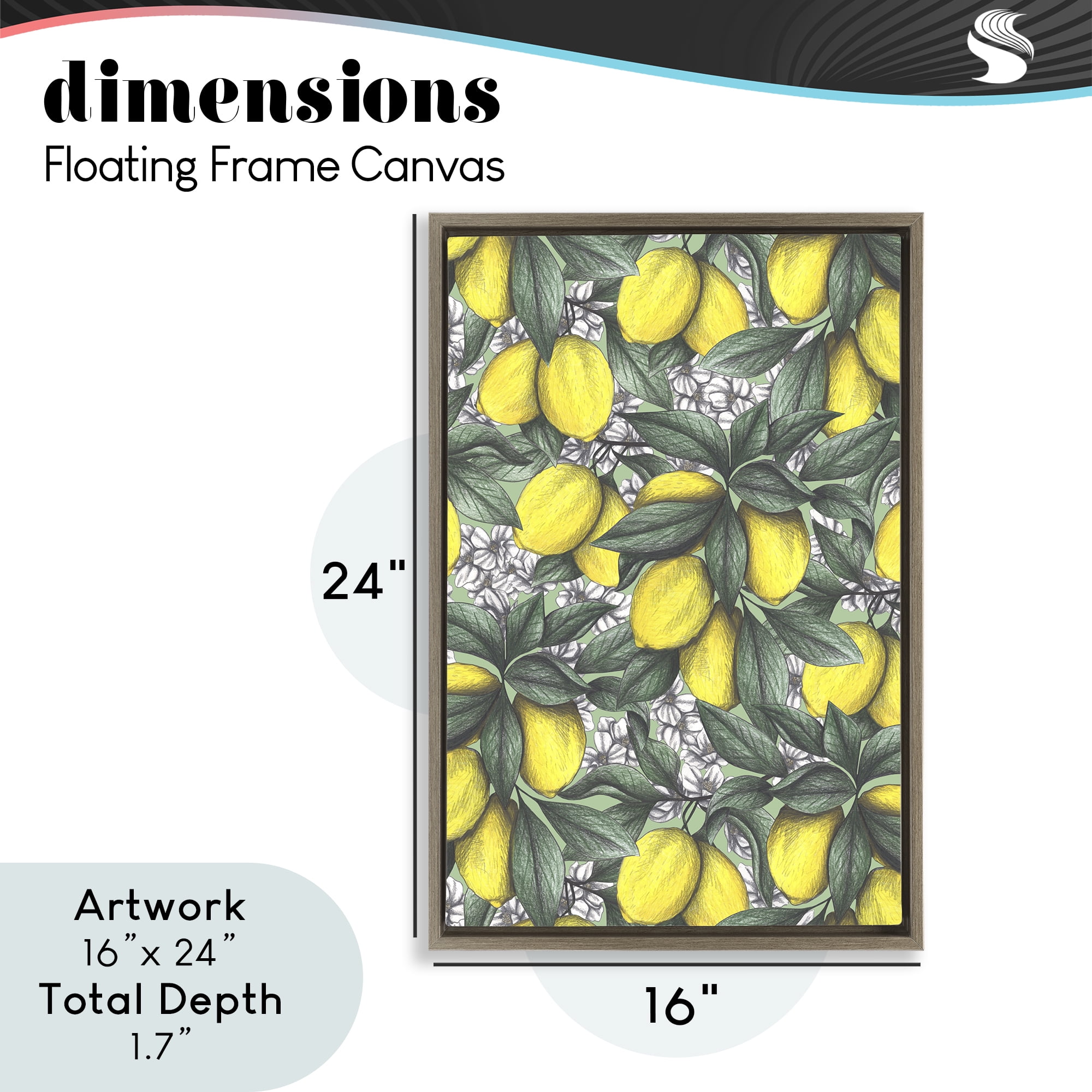 Under The Lemon Tree Brown Framed Floater Canvas Wall Art, design by Cecilia Battaini