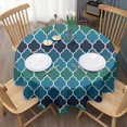 thumbnail image 3 of Blue Green Checkered Pattern Round Tablecloth 60"x60",Wrinkle Wipeable Table Cloth for Kitchen Dining Room Picnic Patio Party, 3 of 6