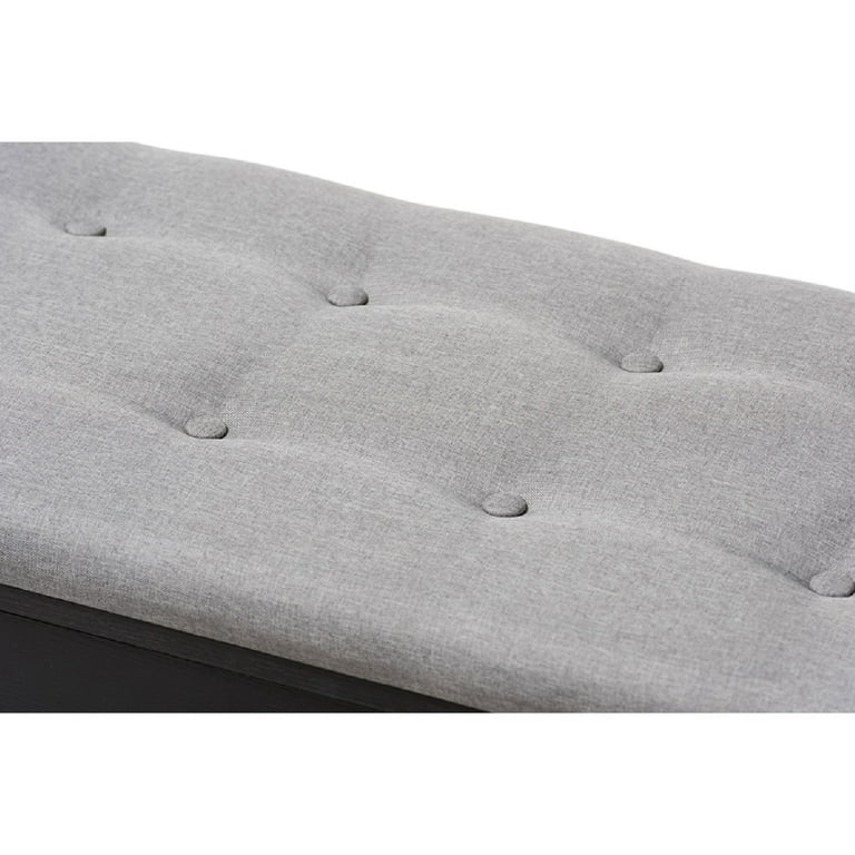 Baxton Studio Modern and Contemporary Espresso Finished Grey Fabric Upholstered Cushioned Entryway Bench