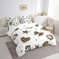 thumbnail image 3 of Homewish Teens Love Heart Stars Print Bedding Comforter Set 7pcs,Kawaii Bowknot Queen Bedding Sets Super Cozy,Cheetah Print Polak Dots Queen Sheet Sets,Lightweight Room Decor,Reversible, 3 of 8