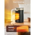 thumbnail image 3 of FOHERE Space Heater, 1500W Eco Portable Heaters for Indoor Use with Thermal Sensor, Digital Display, 12H Timer, 3 Mode, Quiet for Office, Bedroom, Room, 3 of 8