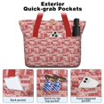 thumbnail image 2 of Tote Bag for Women - Red Christmas Patchwork Pattern Shoulder Bag - Large Utility Work Duffle Bag with Zipper Handbag for Travel, Work, Sprots, 2 of 5