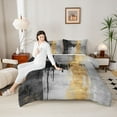 thumbnail image 4 of jejeloiu Splashing Ink Geometric Twin Comforter Sets,Black Gray Gold Bedding Set For Girls Teens Reversible 2-Piece, 4 of 8